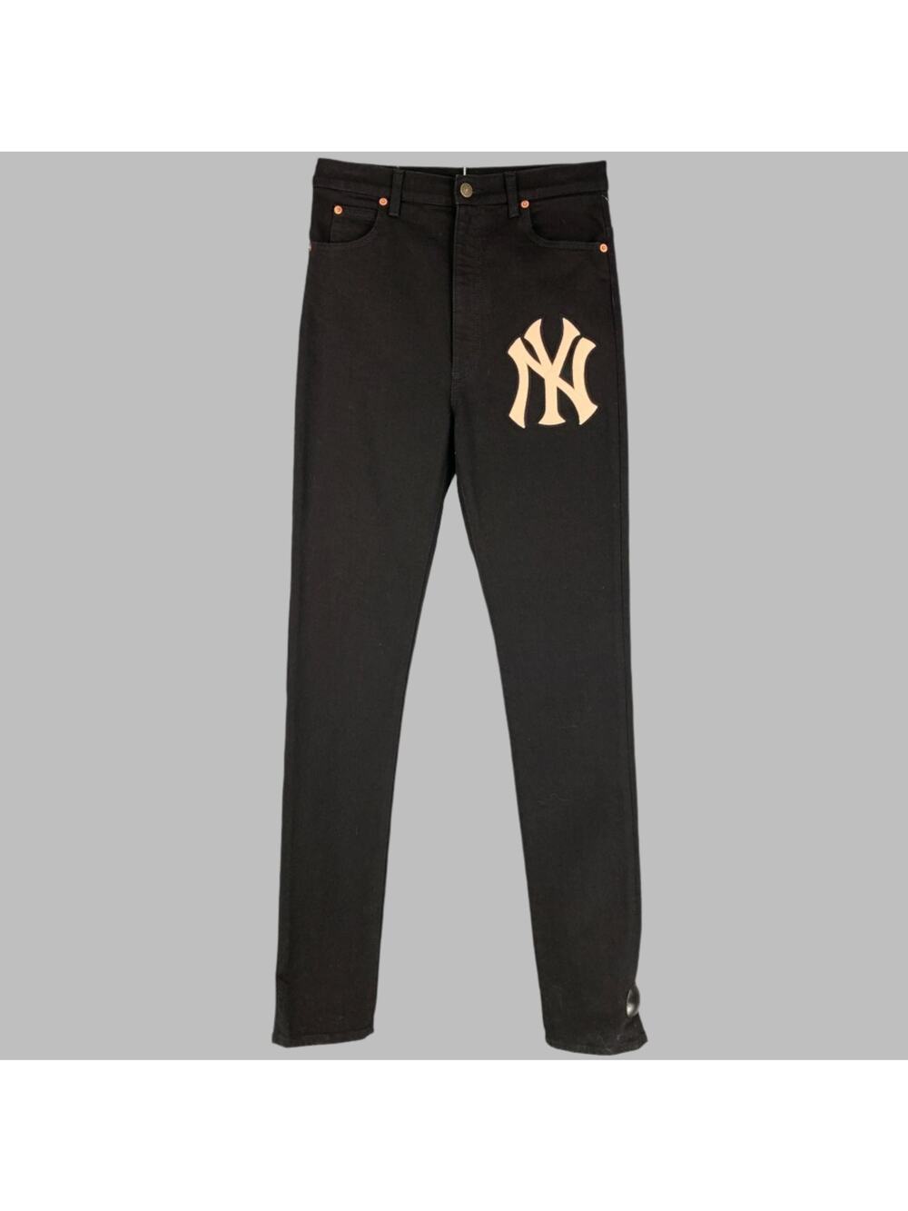 GUCCI Size 28 Black Embroidery Cotton Skinny Jeans